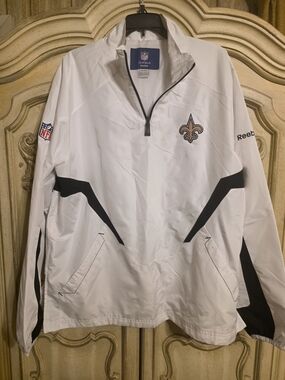 NFL New Orleans Saints White & Black Quarter-Zip Windbreaker by Reebok